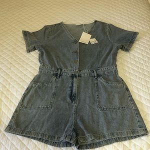 NWT Andree By Unit Denim Romper Size Large